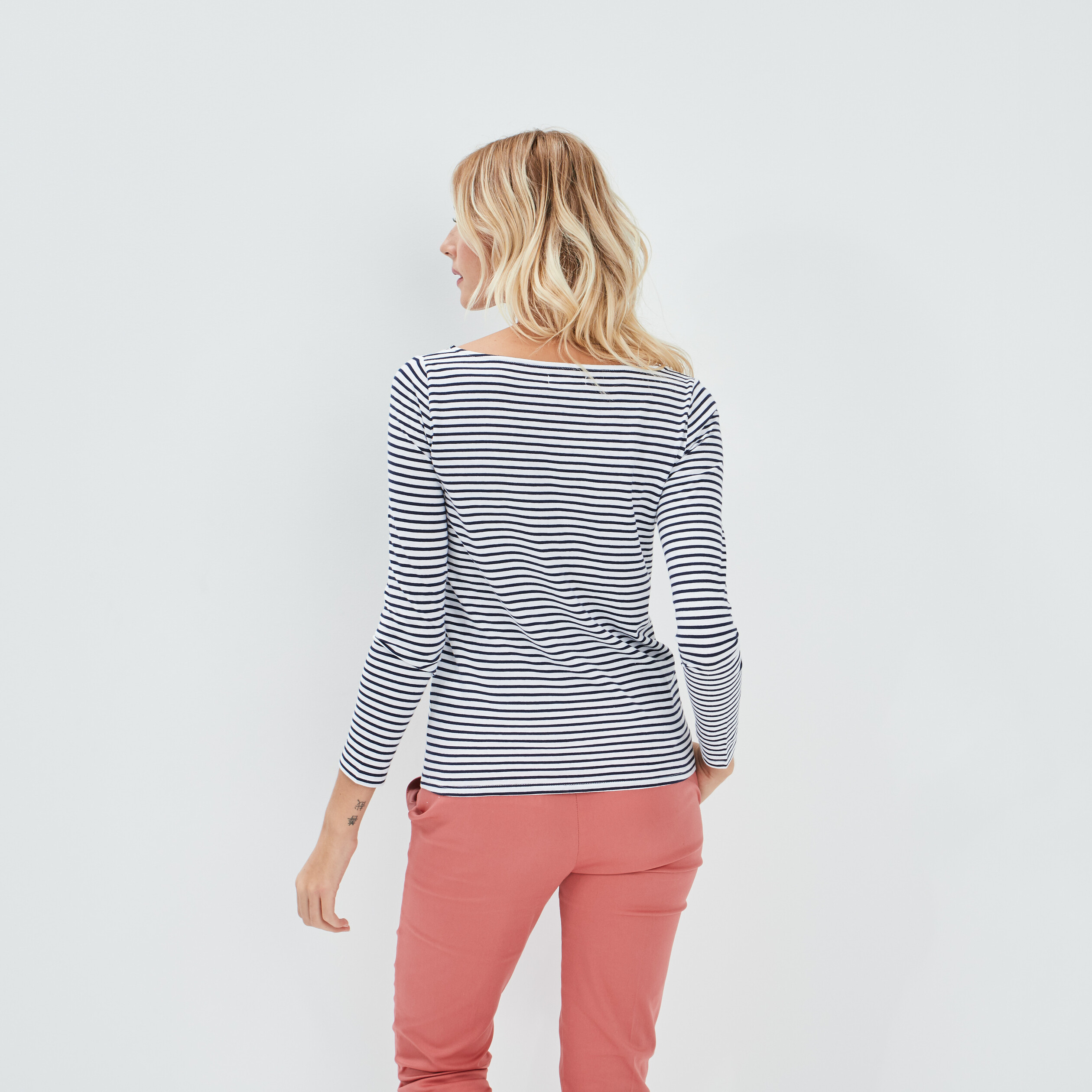 T-shirt marinière manches longues bleu marine femme | La Halle