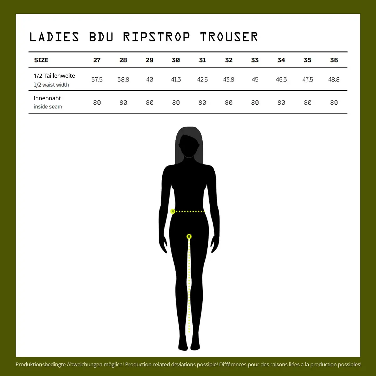 Ladies BDU Ripstop Hose oliv