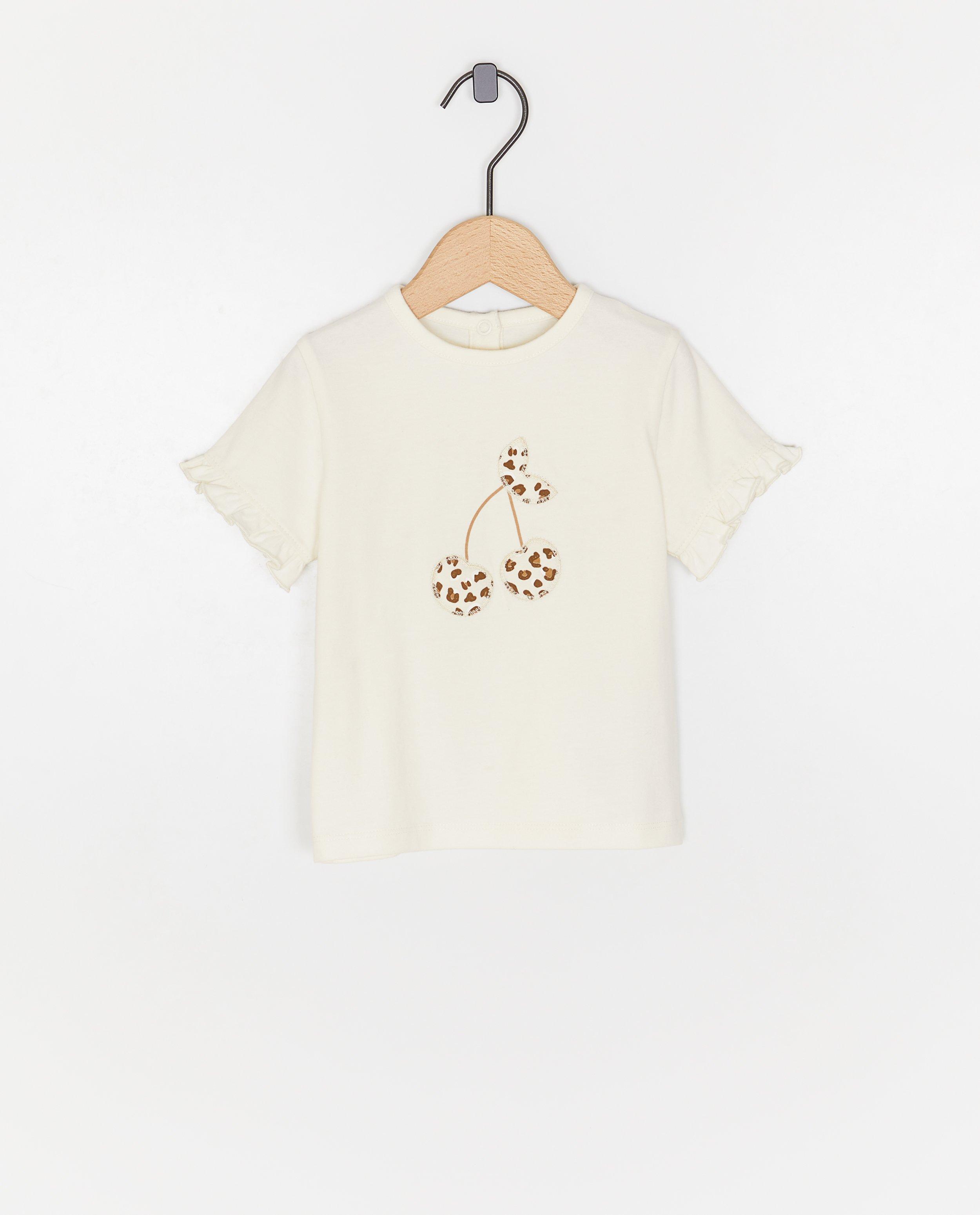 Tricou Cuddles and Smiles cu cireșe brodate albe