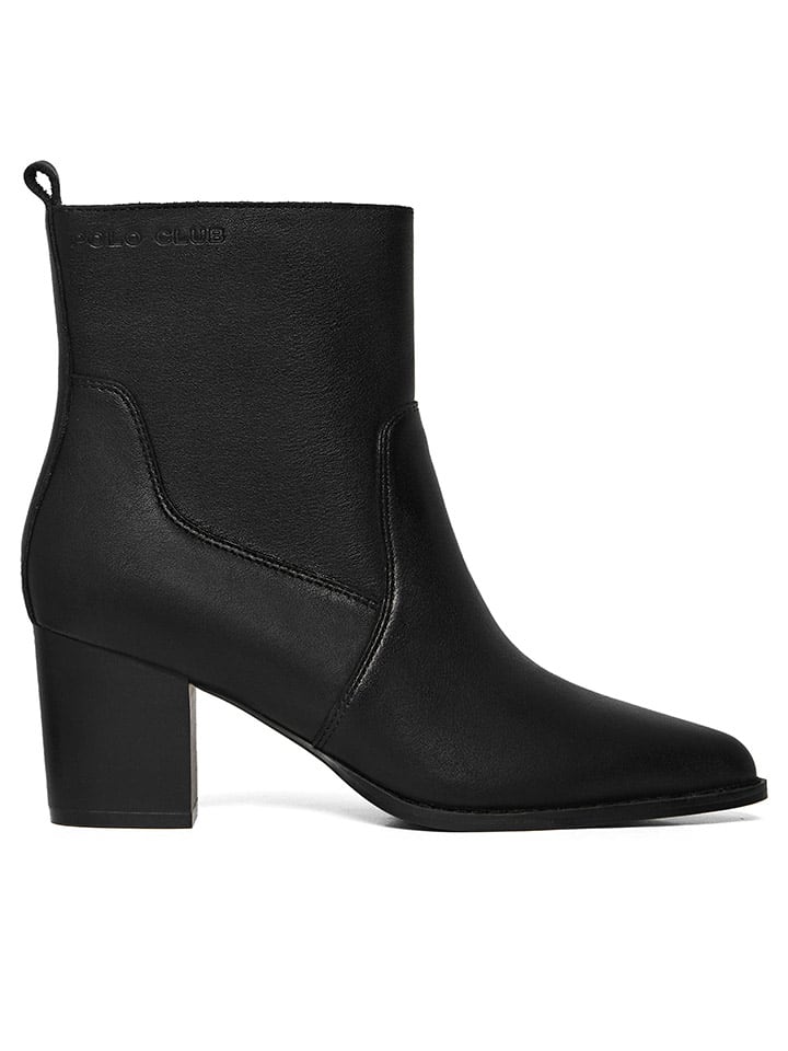 Polo Club Leder-Stiefeletten in Schwarz günstig kaufen