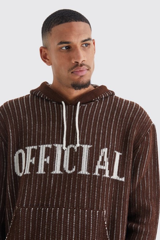 Tall gerippter Oversize Strick-Hoodie