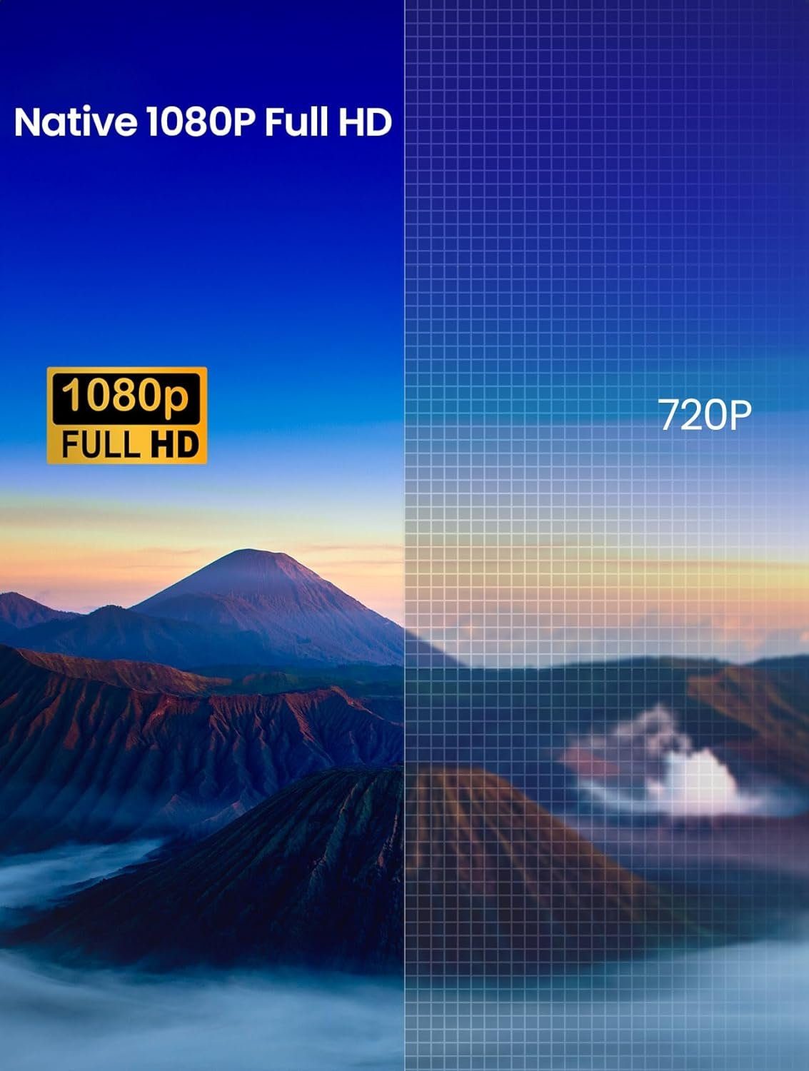 CASIRIS 1080P 4K-Unterstützt, Autofokus/Trapezkorrektur Portabler Projektor (1500 lm, 50000:1, 1920x1080 px, Maximal 200''Display automatische Keystone-Korrektur,digitales Zoomen)