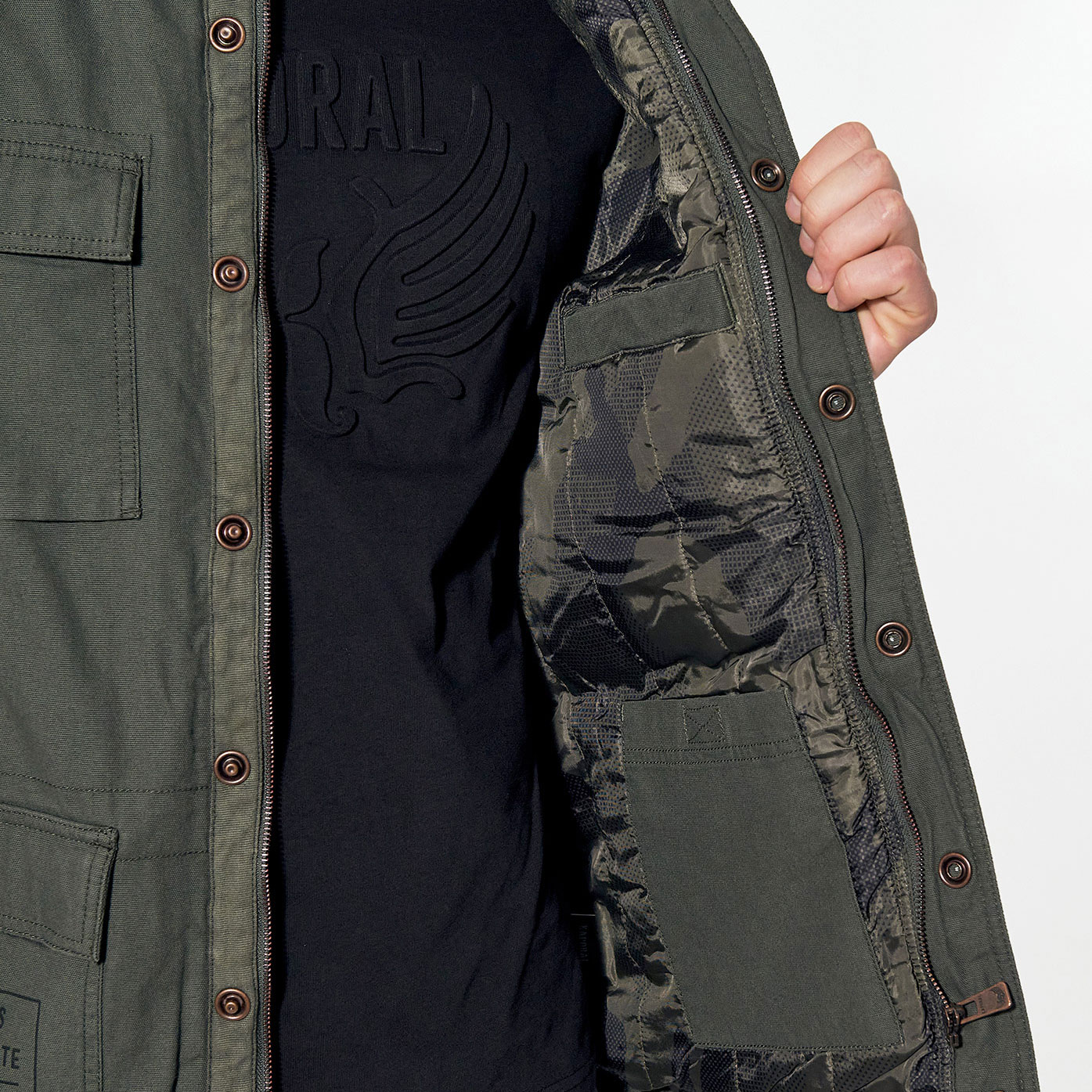 PAVI   Veste kaki Homme en 100% coton
