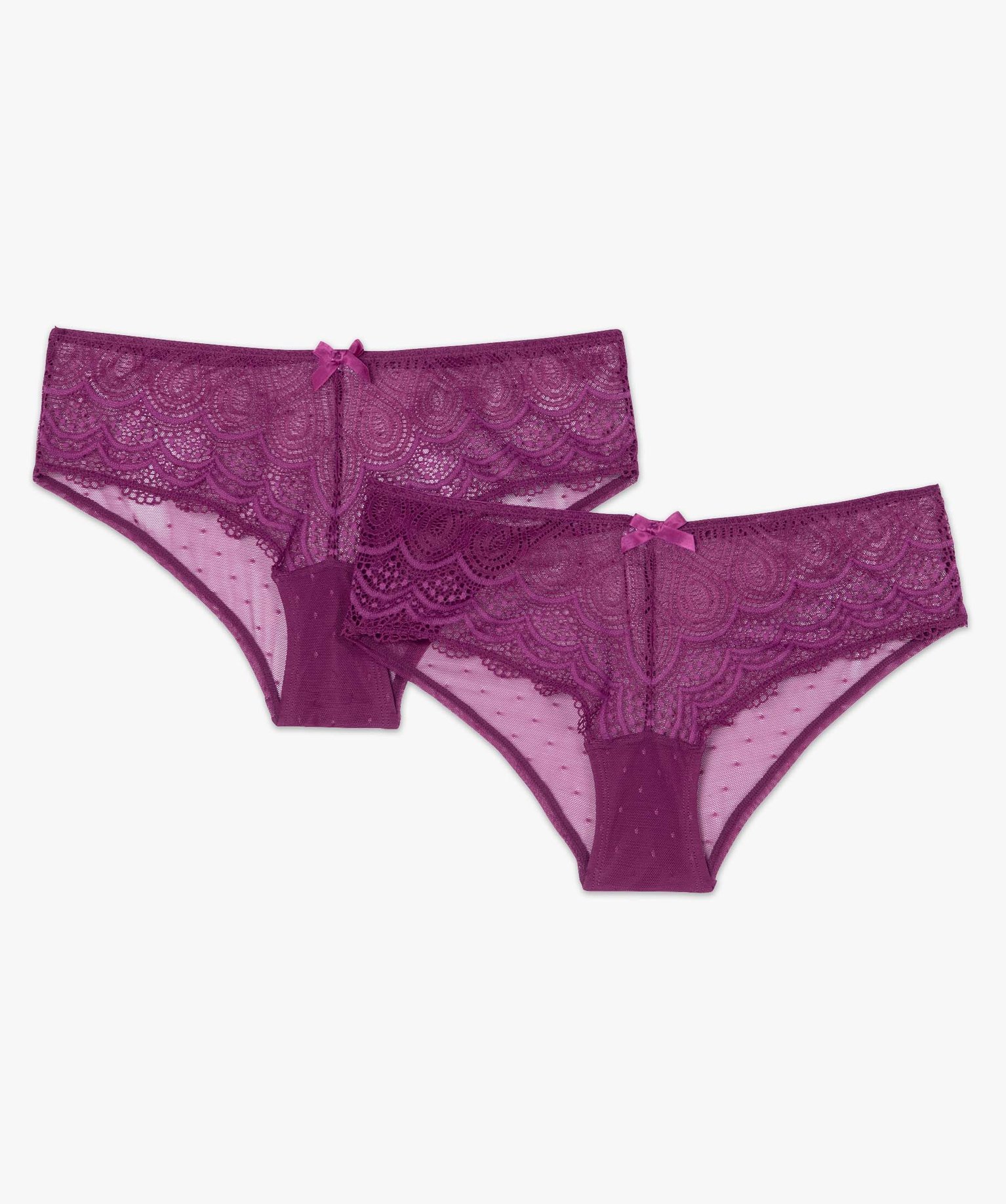 Shorty en dentelle et tulle femme (lot de 2) violet | GEMO