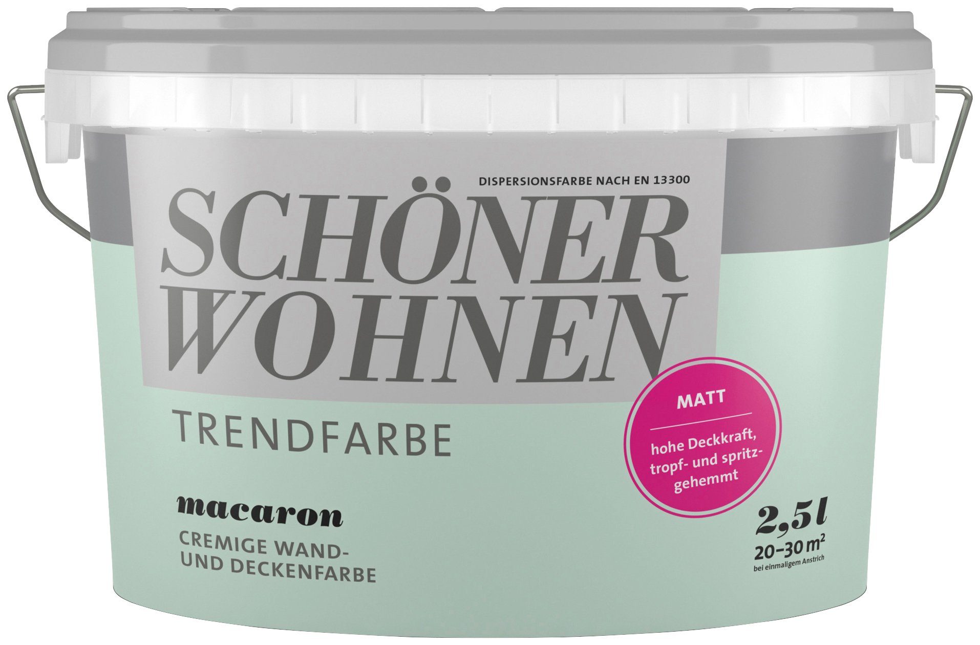 SCHÖNER WOHNEN FARBE Wand- und Deckenfarbe Trendfarbe, matt, 2,5 Liter, Macaron, hochdeckende Wandfarbe - für Allergiker geeignet