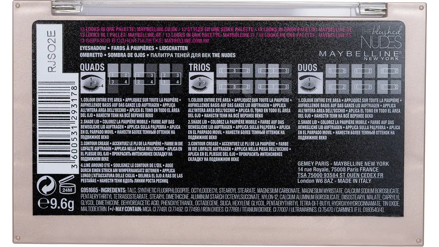 MAYBELLINE NEW YORK Lidschatten Eye Studio Palette Blushed Nude