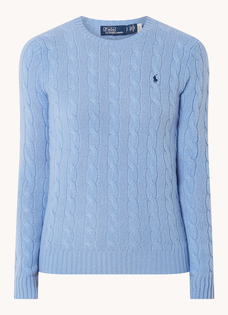 Ralph Lauren Julianna cable-knit pullover in cashmere blend with logo embroidery