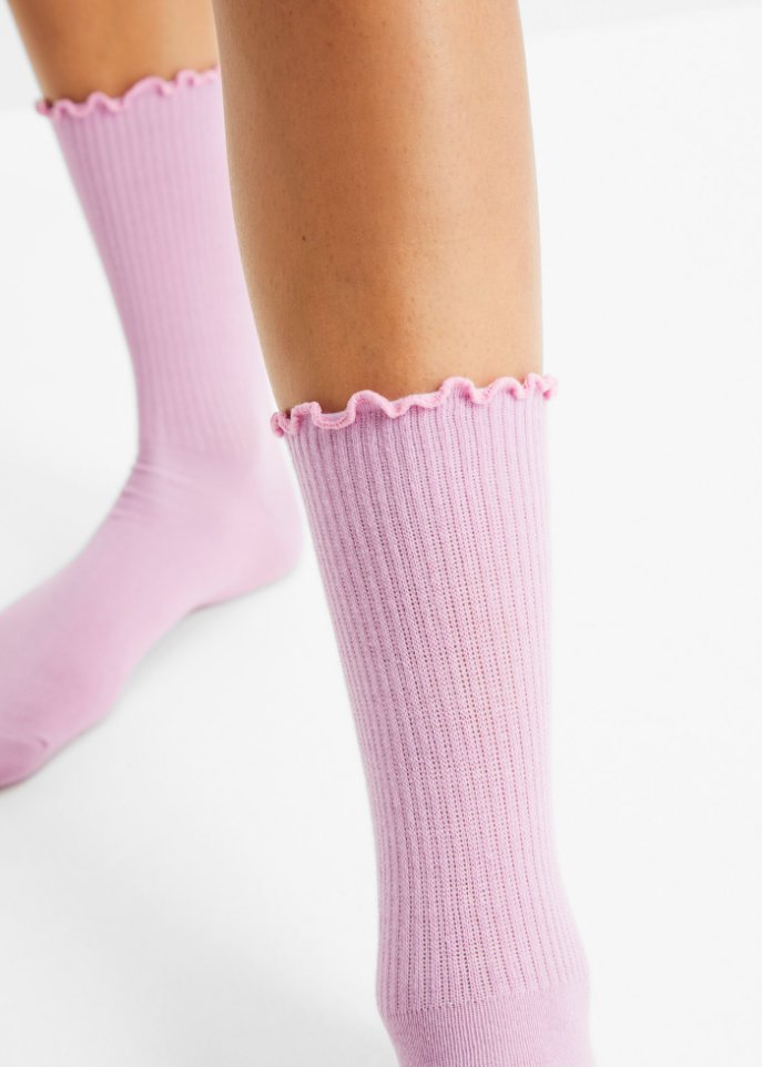 Rippsocken (4er Pack) mit Rüschenkante mit Bio-Baumwolle