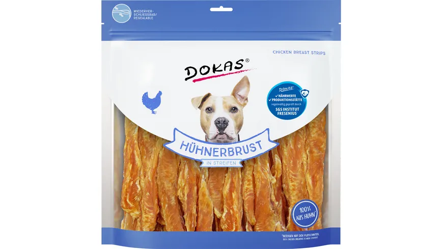 Dokas Hunde Snack Hühnerbrust in Streifen 900 g