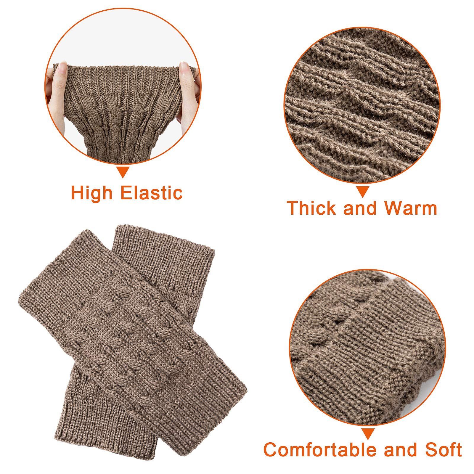 POCHUMIDUU Beinstulpen 2 Paare Damen Beinstulpen Winter Warme Kurze Beinwärmer (2paar, 4-St) Gestrickte Bein Wärmer Legwarmer