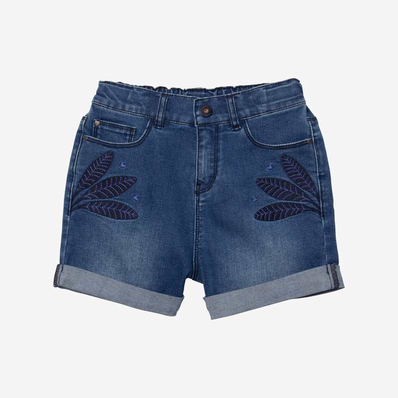 Short en jean fille brodé bleu Catimini