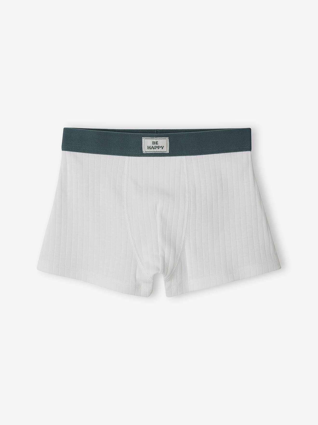 Lot de 3 boxers ours en maille côtelée garçon vert émeraude