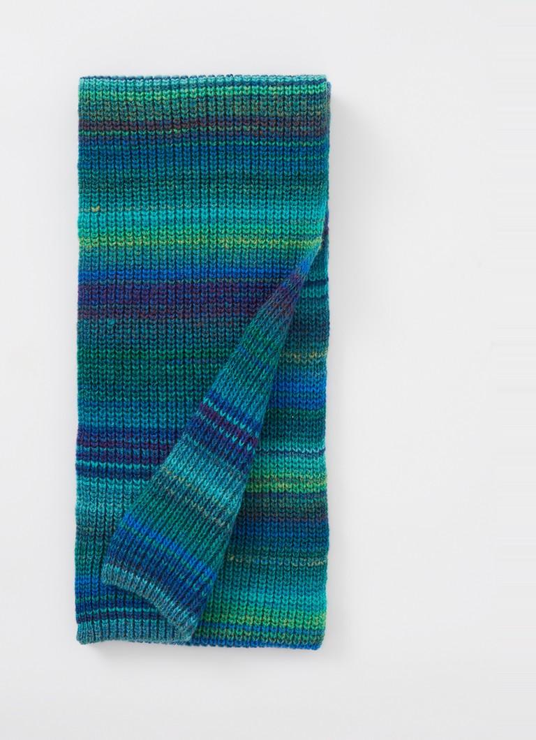 Eșarfă Benetton cu nervuri, amestec de lână cu dungi, 200 x 25 cm.
