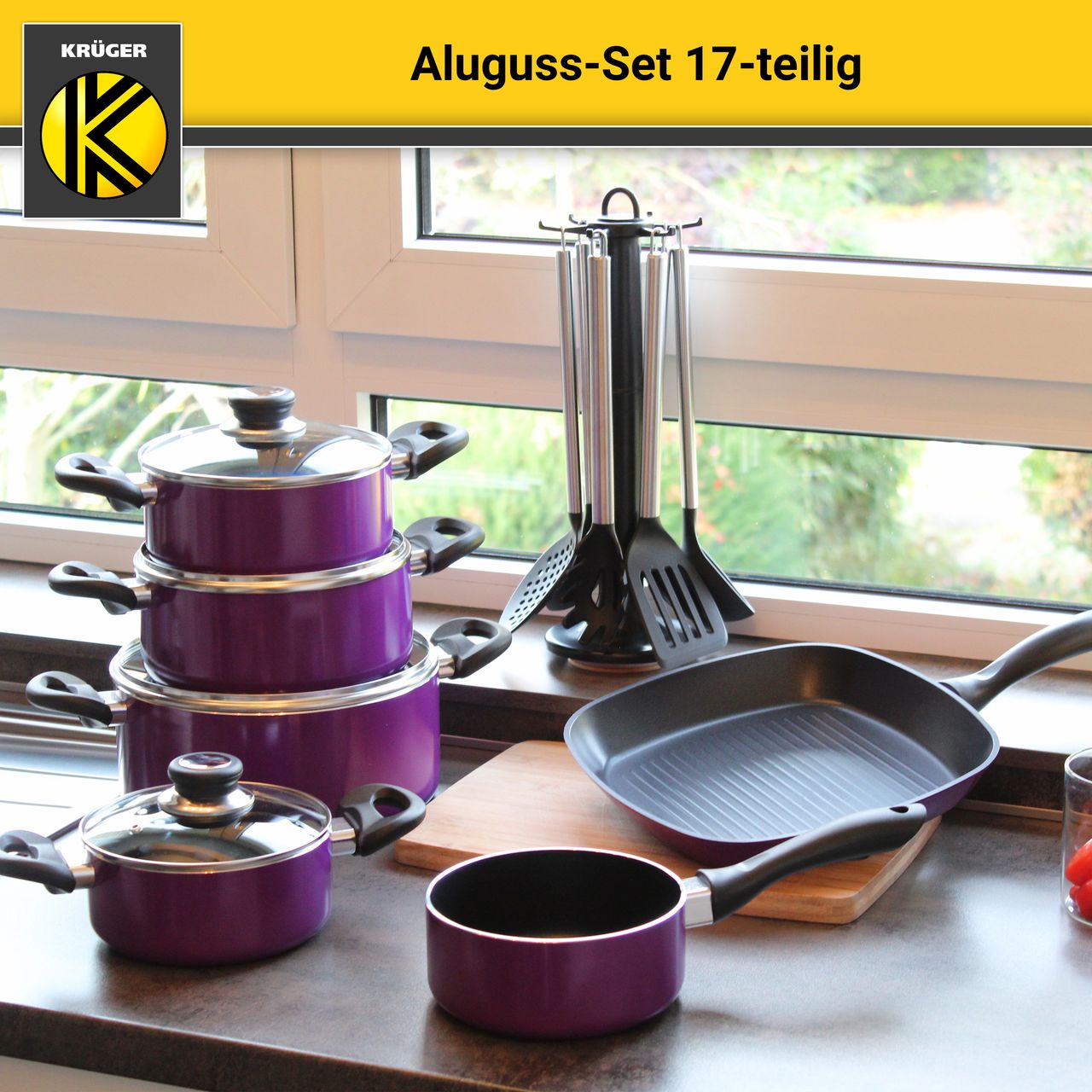 Karl Krüger Aluguss Set 17 tlg., lila