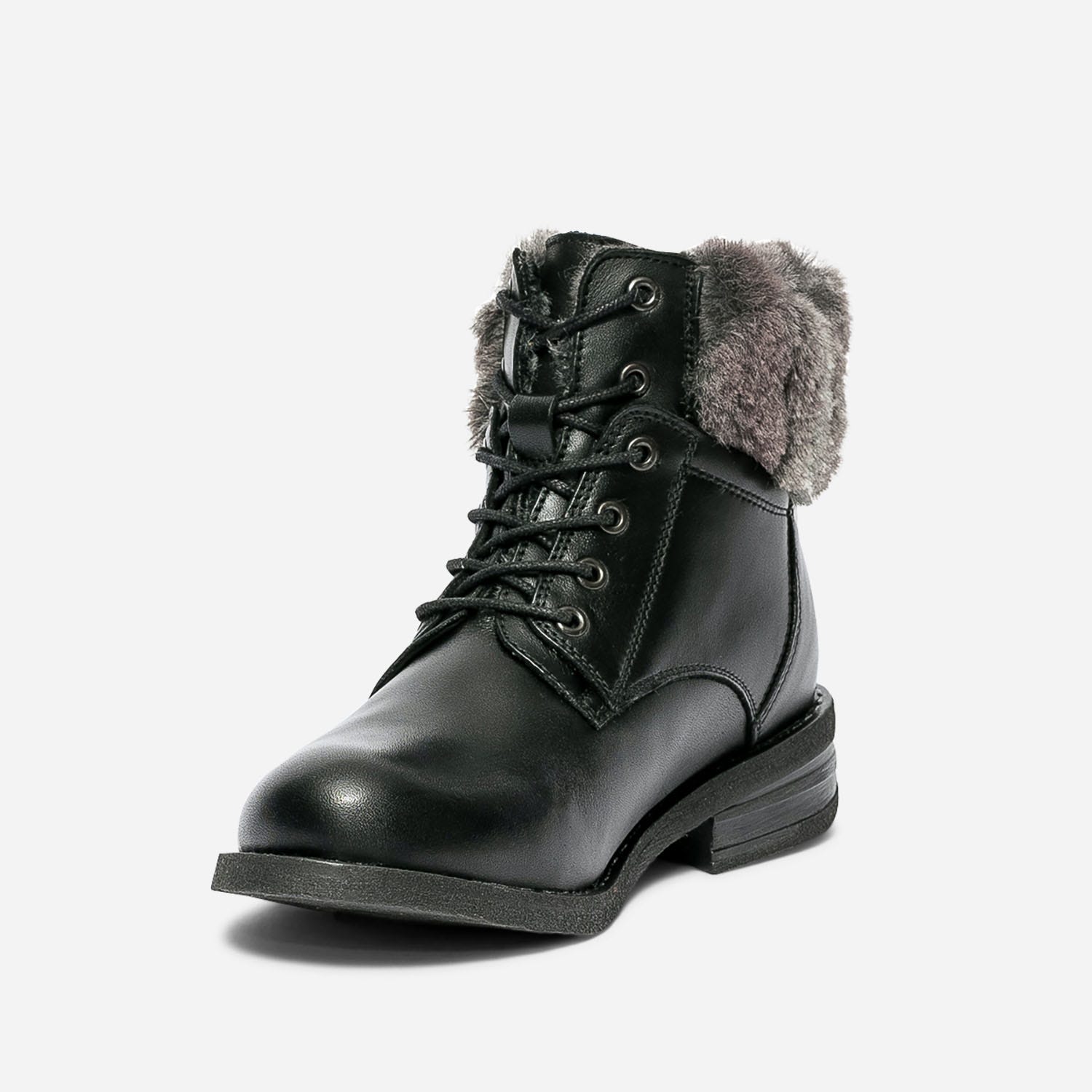 Bottine noire fourrée en cuir