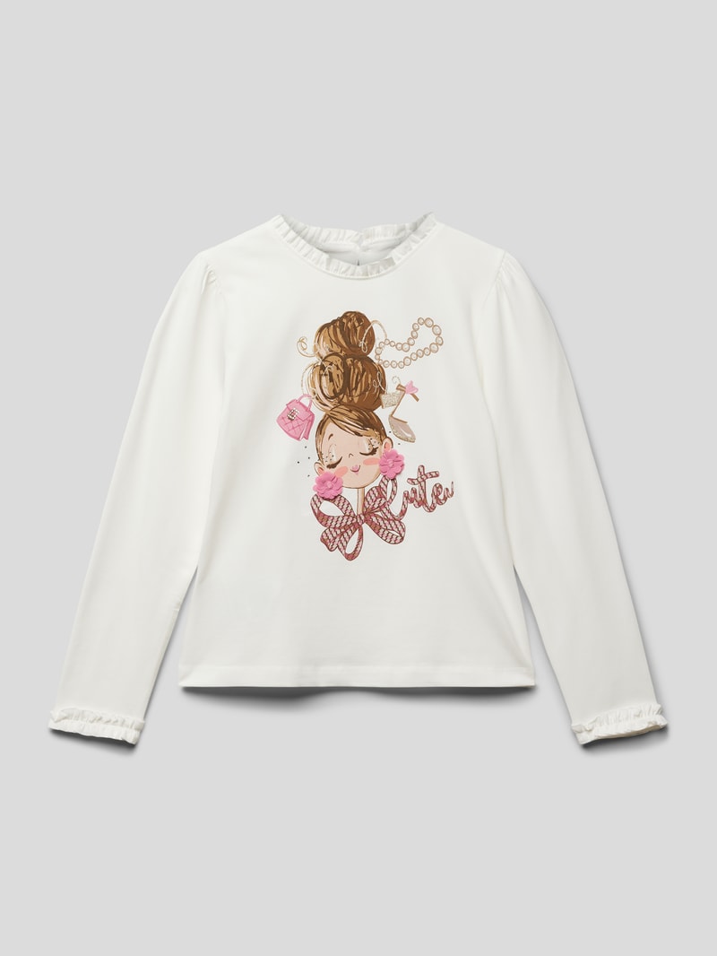 Longsleeve mit Motiv-Print in hellrosa