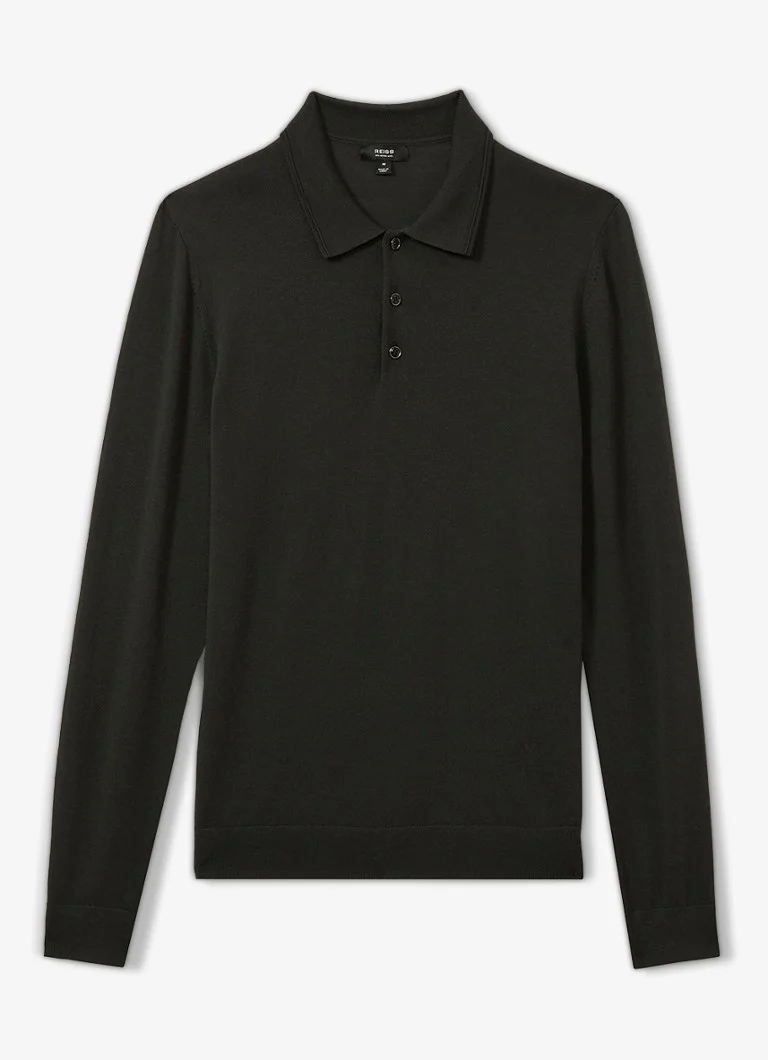 Camisa polo Reiss Trafford de malha fina e corte slim em lã merino