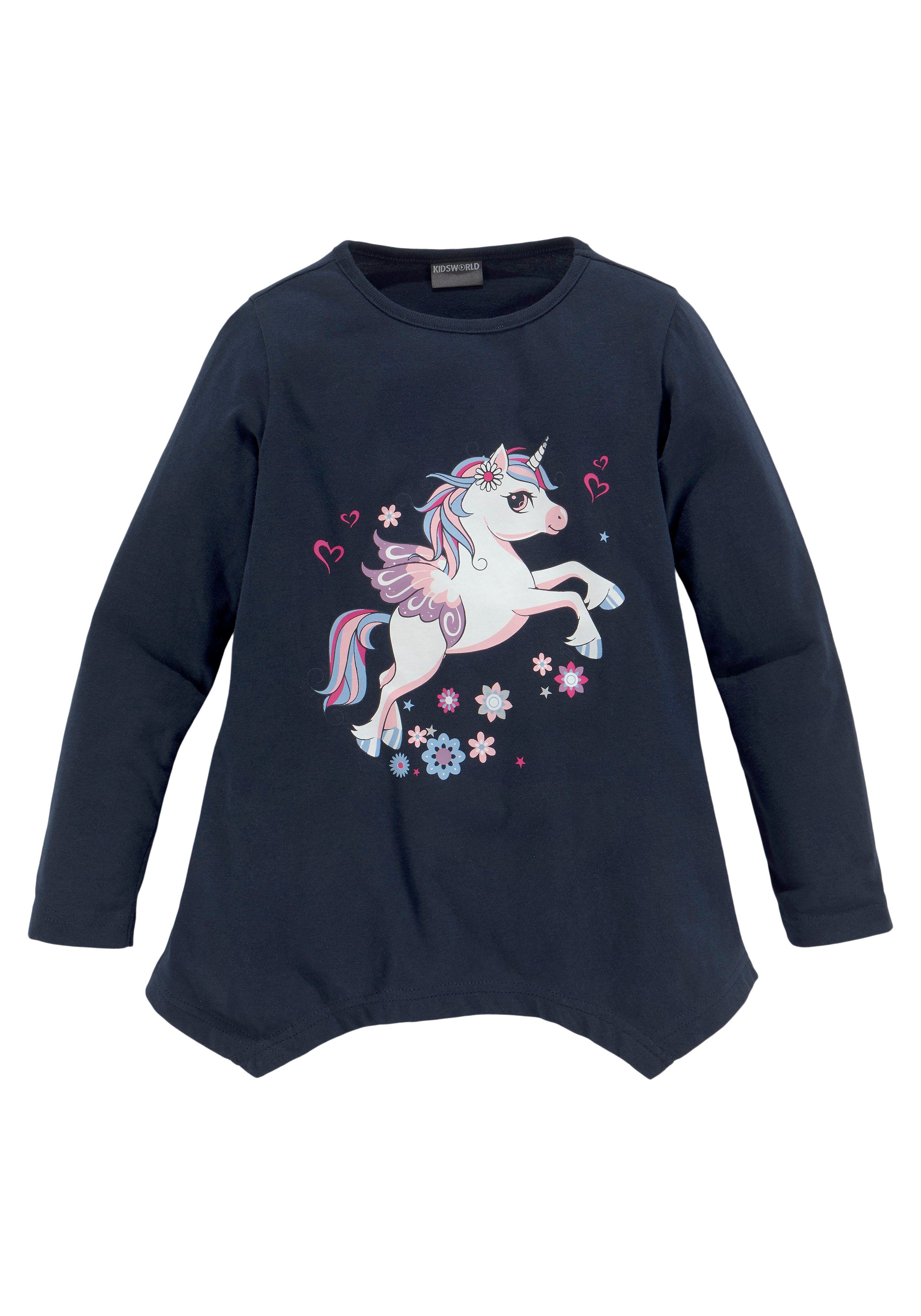 KIDSWORLD Langarmshirt & Leggings EINHORN (Set, 2-tlg) Zipfelshirt + Leggings für kleine Mädchen