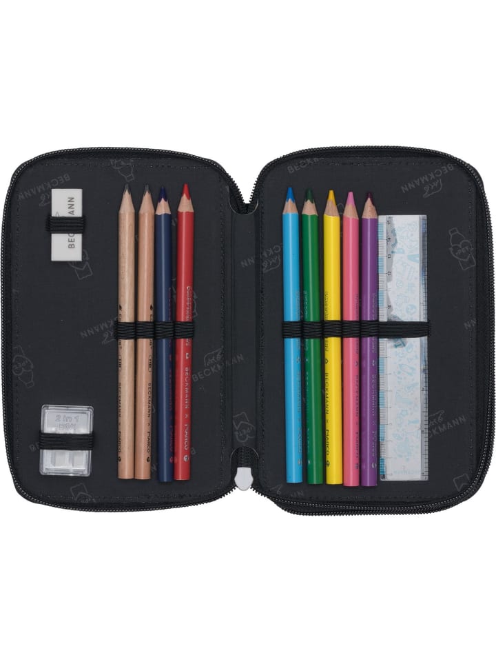 BECKMANN 3-fächrige Federmappe mit Inhalt Ninja Elements in blau günstig kaufen onesize