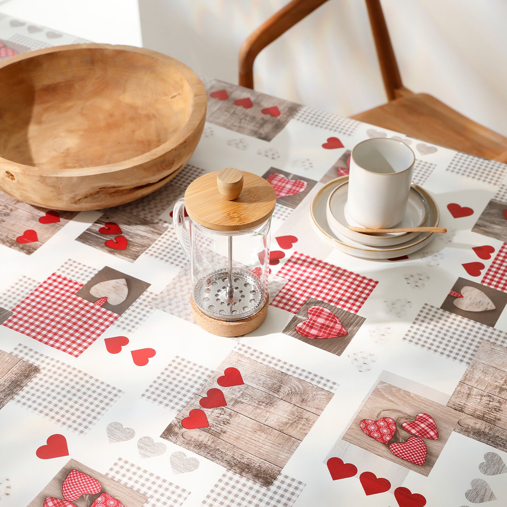 Nappe toile cirée motifs coeurs Berneix