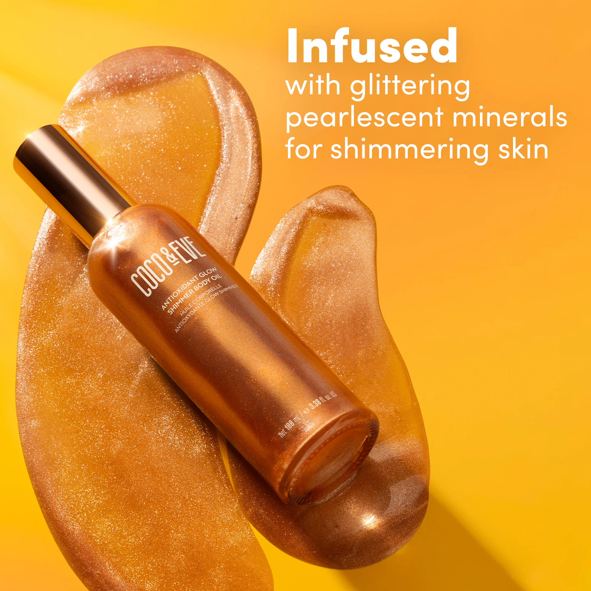 Aceite corporal iluminador con antioxidantes Sunny Honey Glow Shimmer - Aceite corporal iluminador, aceite corporal sin protección solar