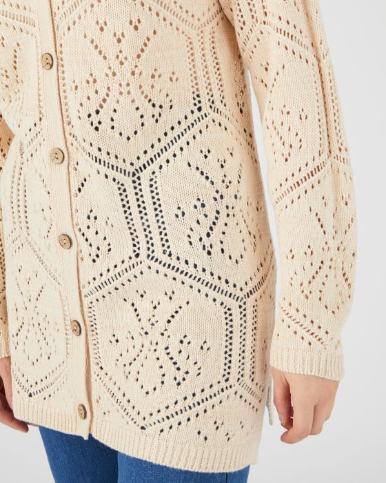 Gilet long maille ajourée