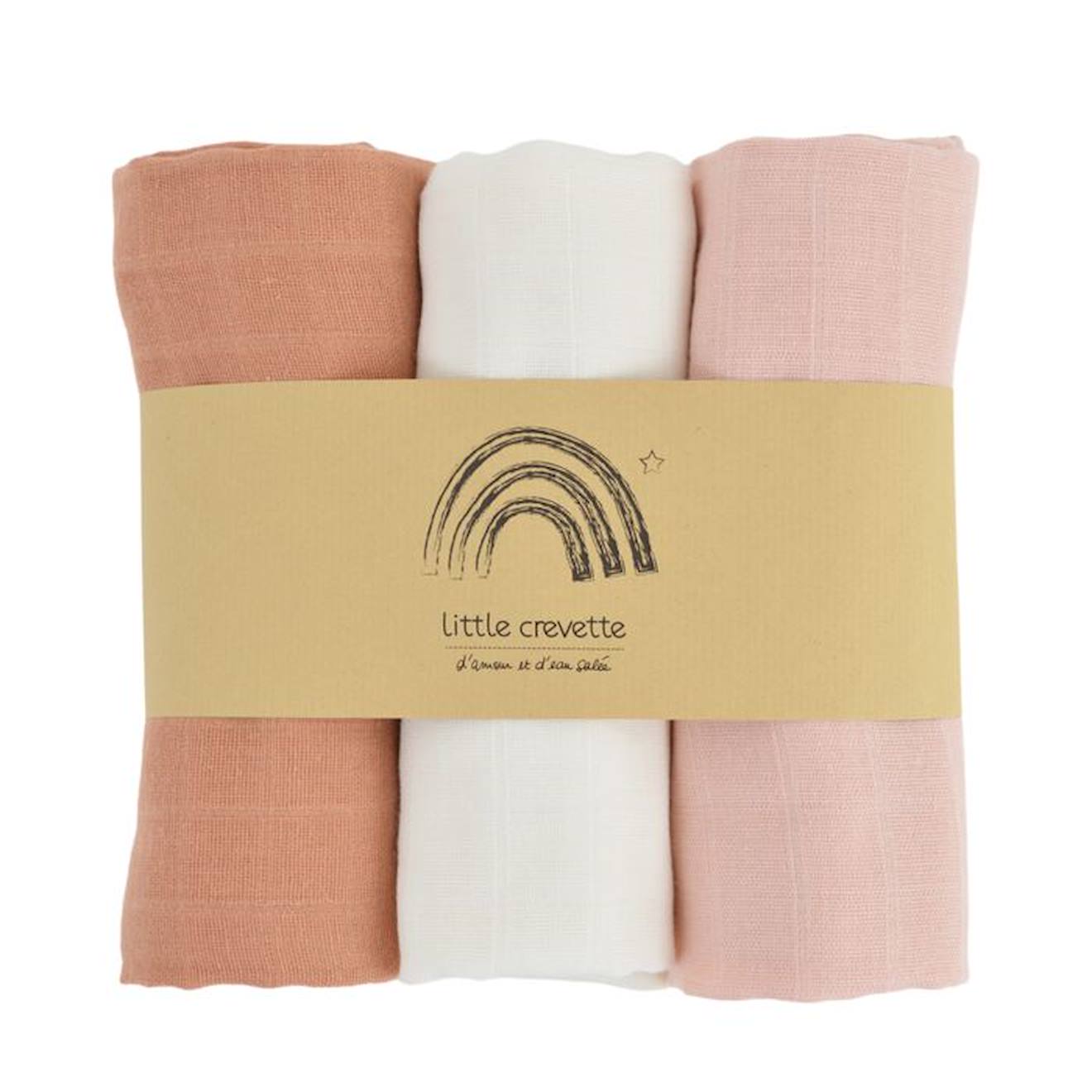 Lot de 3 langes en coton bio* Arc-en-ciel