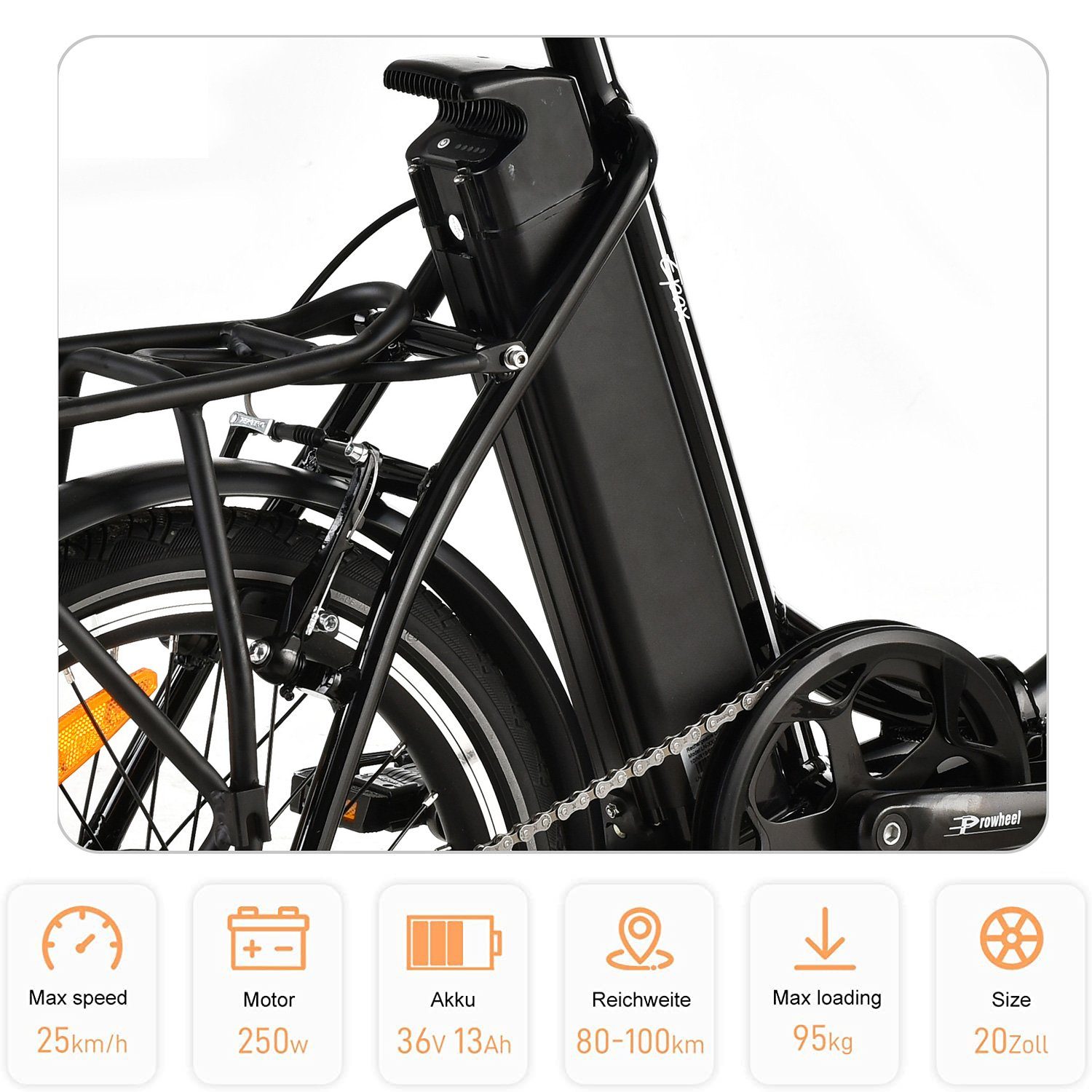VECOCRAFT E-Bike E-Pax 20Zoll, 7 Gang Shimano Schaltwerk, Kettenschaltung, Heckmotor, 468,00 Wh Akku