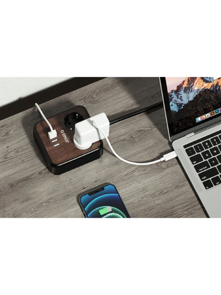 COFI 1453 Steckdosenleiste mit 2 AC-Steckdosen, 3x USB, Orico, 1,4m, 2500W in Braun günstig kaufen onesize