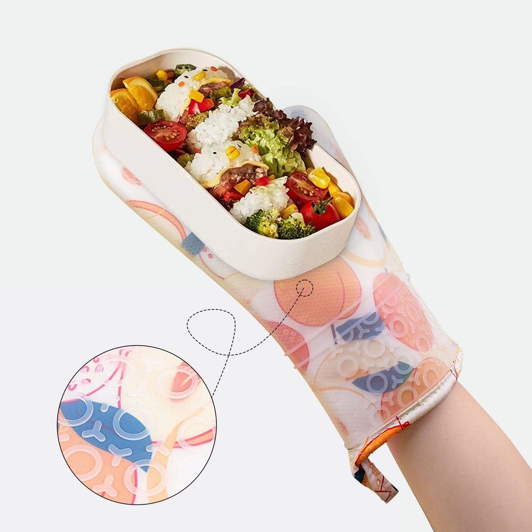 YANN Topfhandschuhe Silikon Ofenhandschuhe, hitzebeständige wasserdichte Handschuhe, (flexible Ofenhandschuhe mit gestepptem Futter, 1 Paar), anti-Verbrühungs-Koch- und Backtopflappen