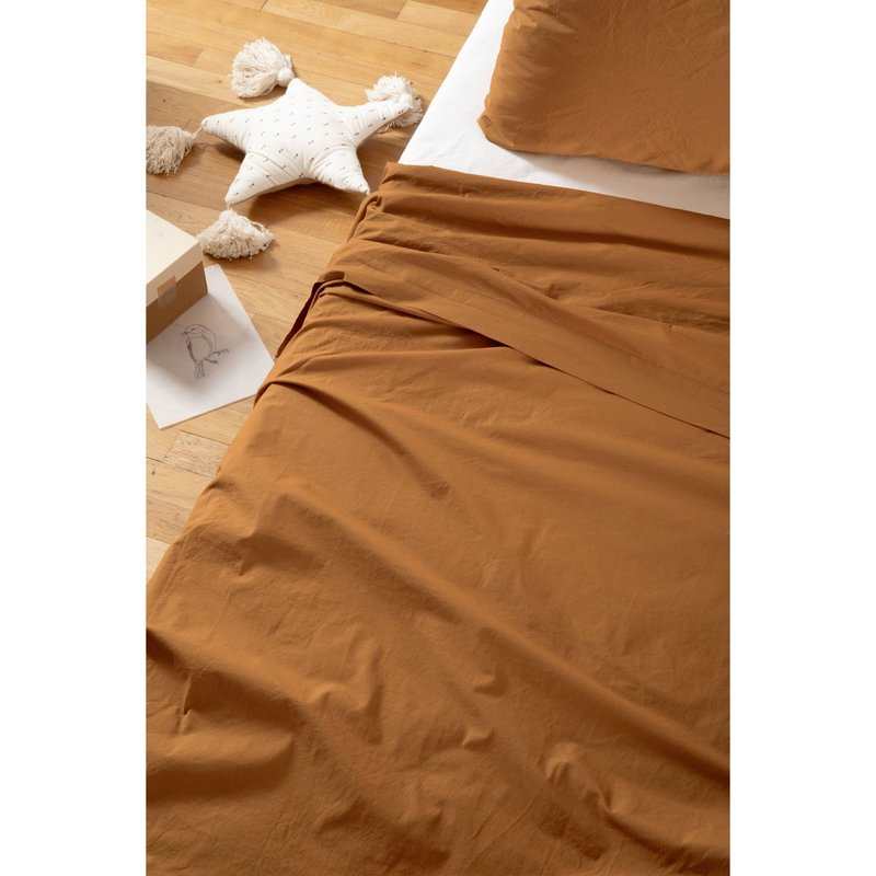 Drap plat 1 personne en Percale de Coton Bio lavé