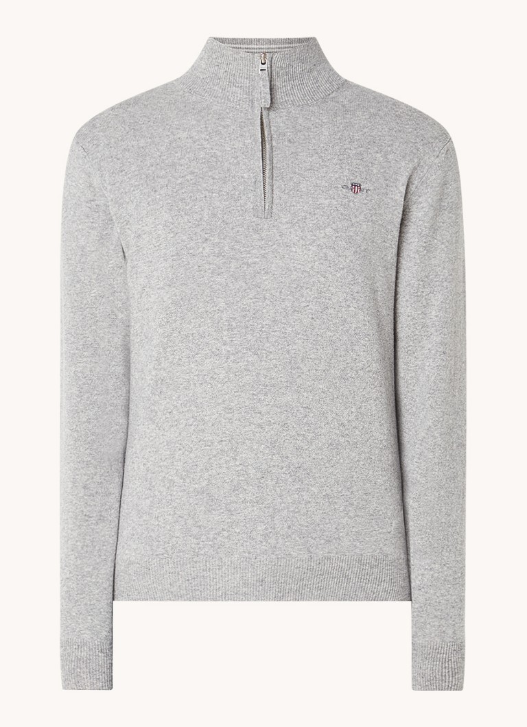 Gant Fine-knit wool pullover with half zip