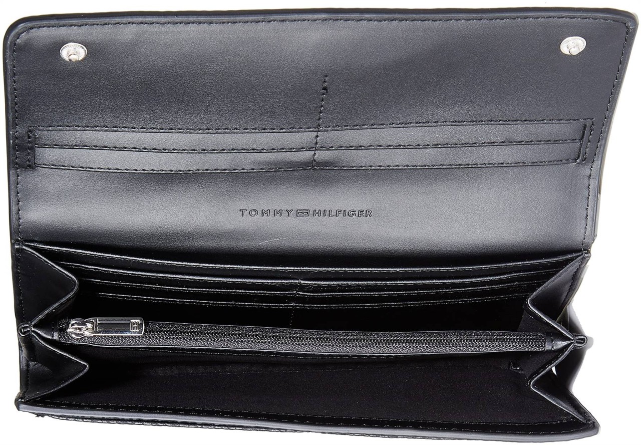 TOMMY HILFIGER Handtaschen schwarz TH EMBLEM LARGE FLAP WALLET