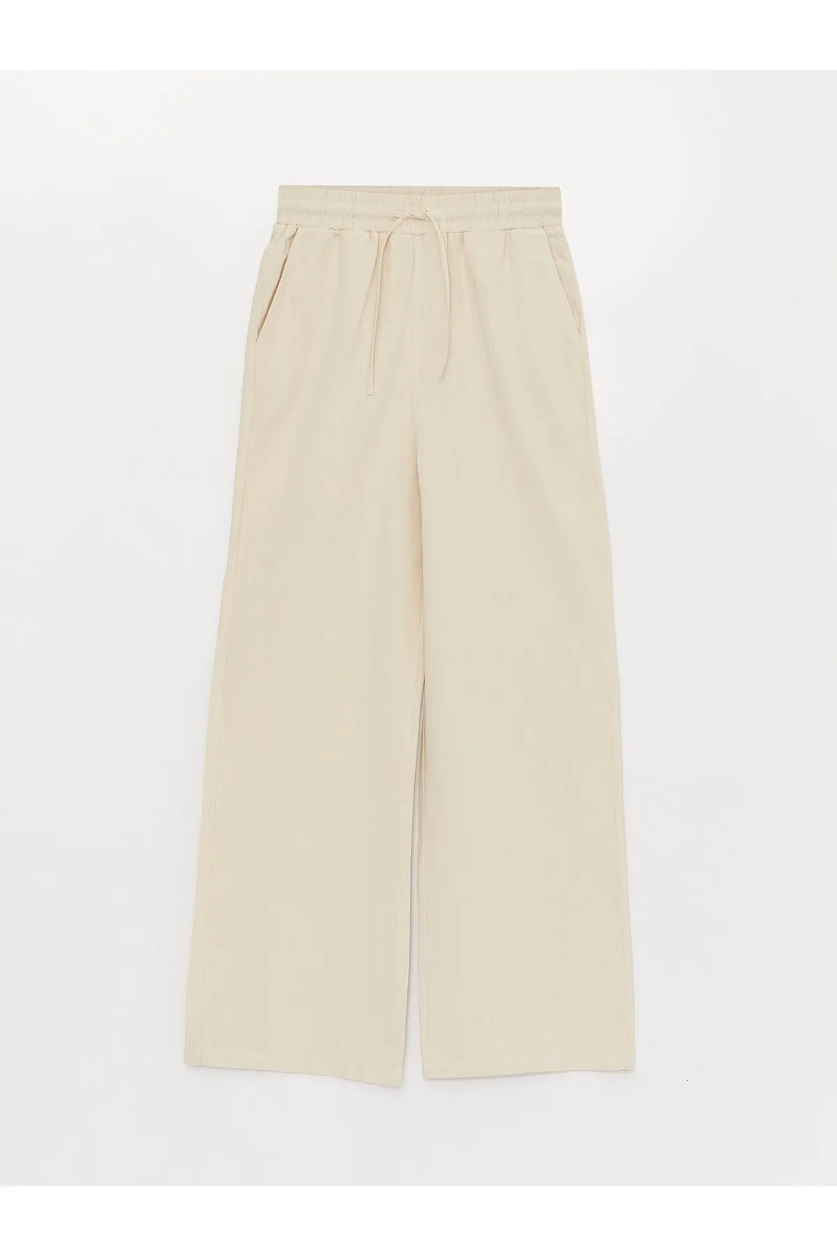 LC Waikiki  Einfarbige Damenhose aus Leinenmischung mit elastischem Bund