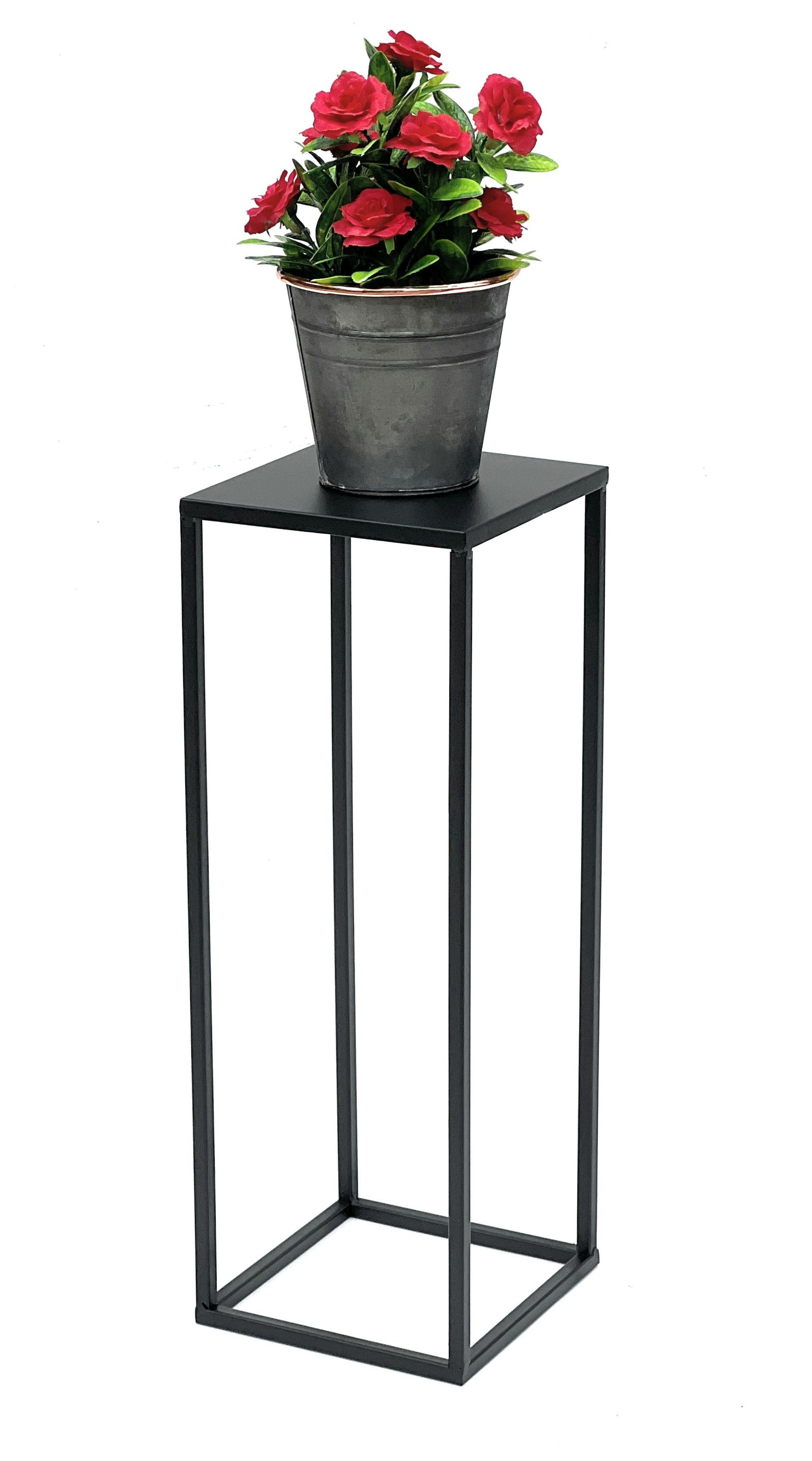 DanDiBo Blumenständer Blumenhocker Metall Schwarz Eckig 70-50 cm Blumenständer Beistelltisch