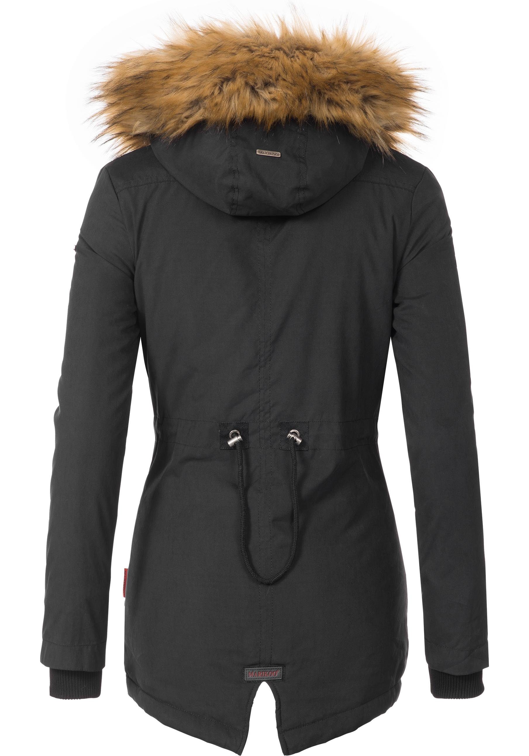 Marikoo Wintermantel Akira edler Winterparka mit Kunstfellkapuze
