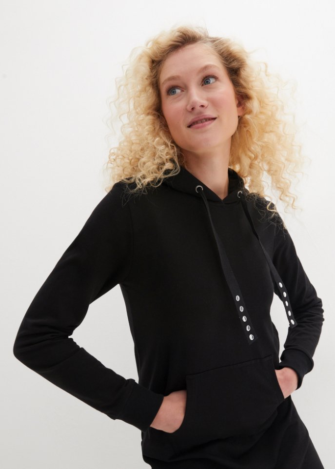 Baumwoll-Sweatkleid mit Kängurutasche