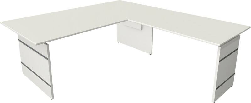 Kerkmann 11465910 Form 4 Höhenverstellbar Sitz-Stehschreibtisch L-förmig Weiß 2.000 x 2.200 x 760 mm