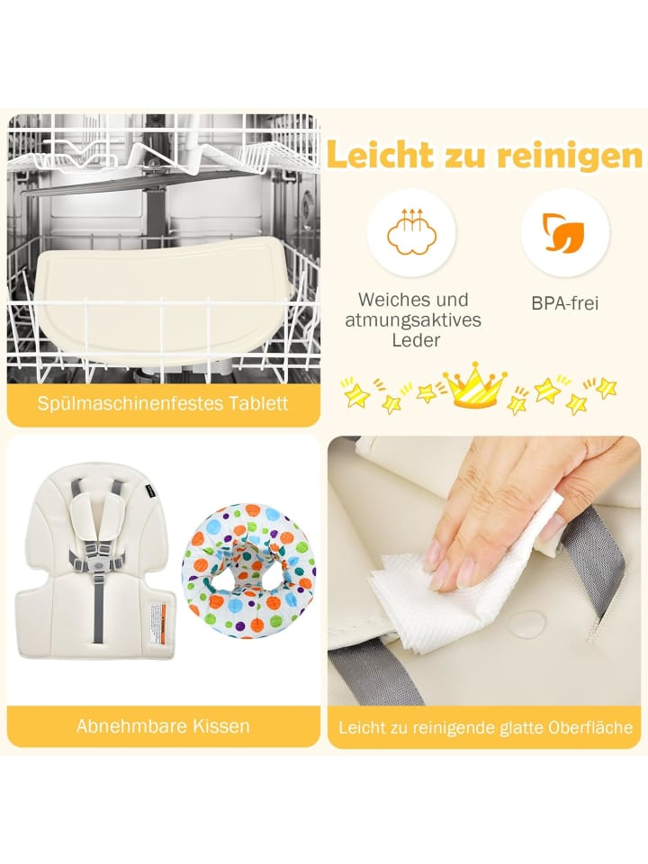 COSTWAY 6-in-1 Hochstuhl in Beige günstig kaufen onesize