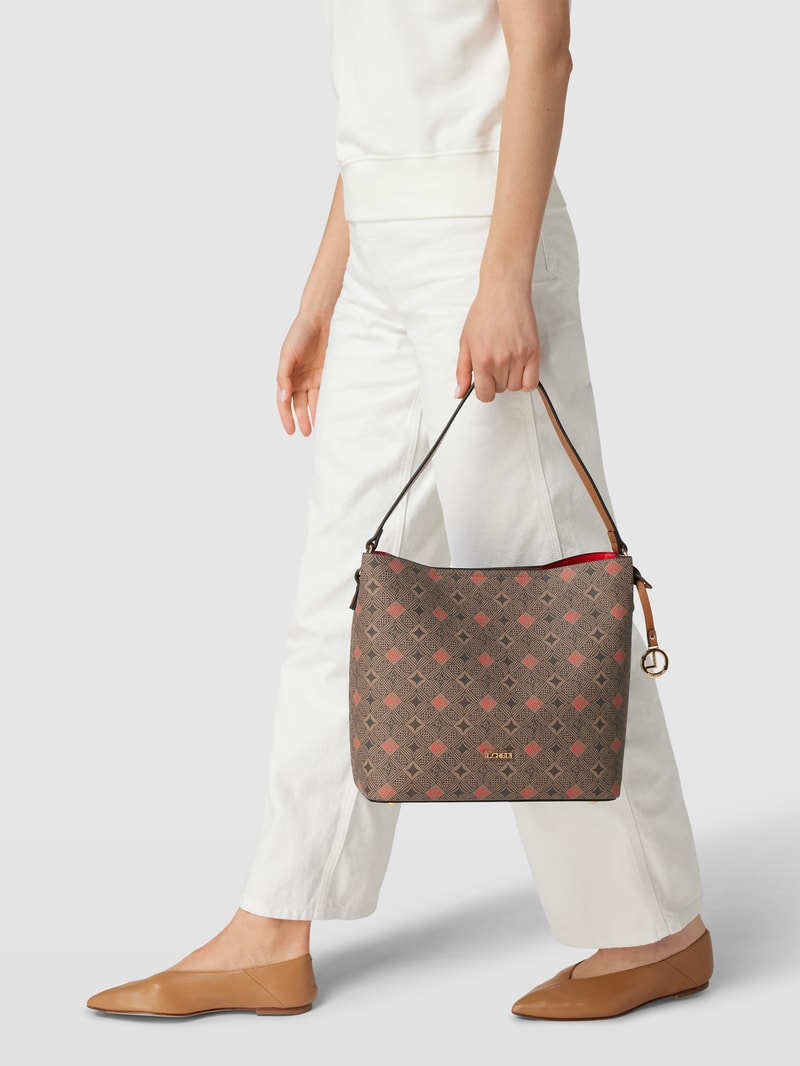 Shopper mit Label-Print Modell 'Kiana' in mittelbraun