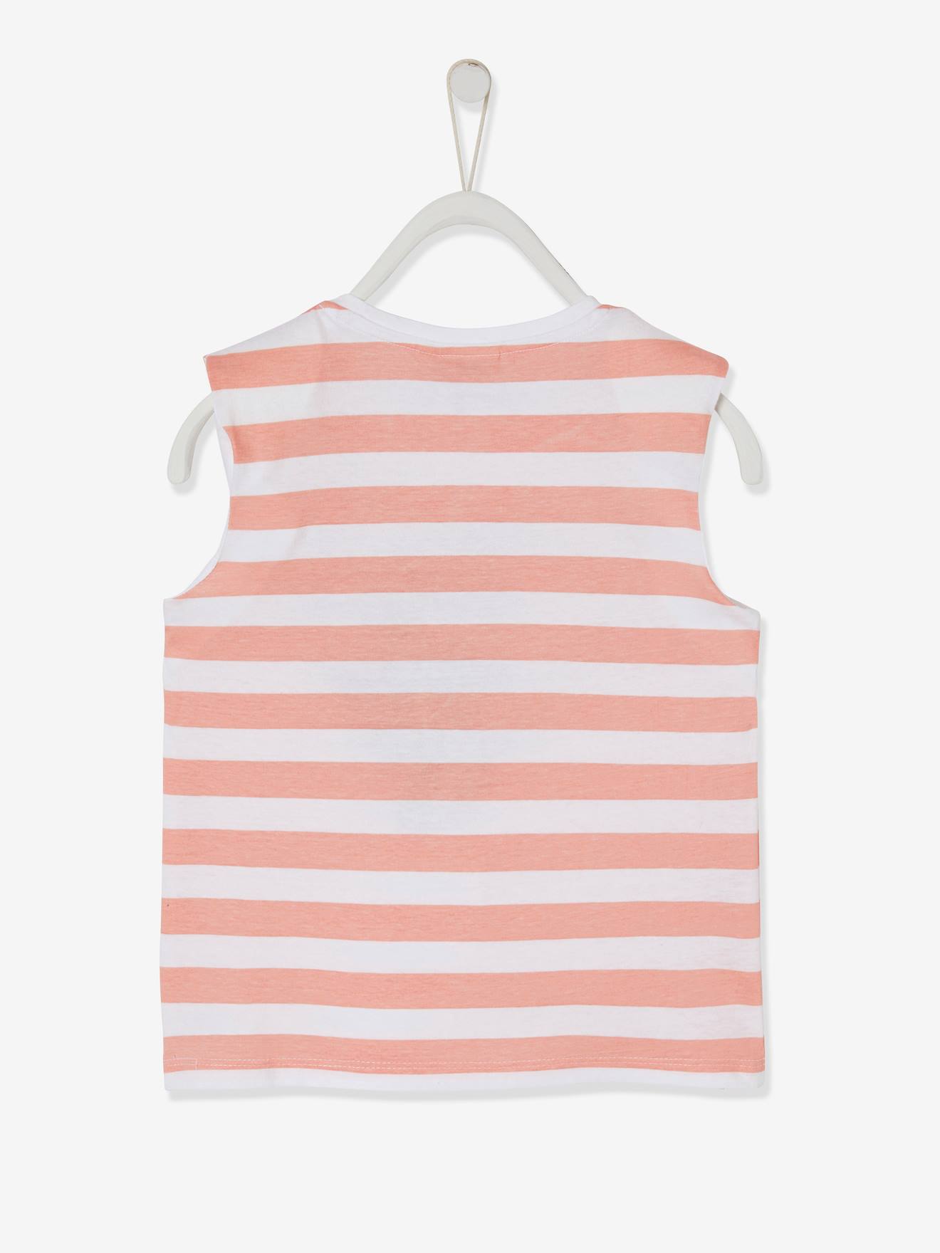 T-shirt avec épaulettes DS Minnie® fille rose poudré rayé