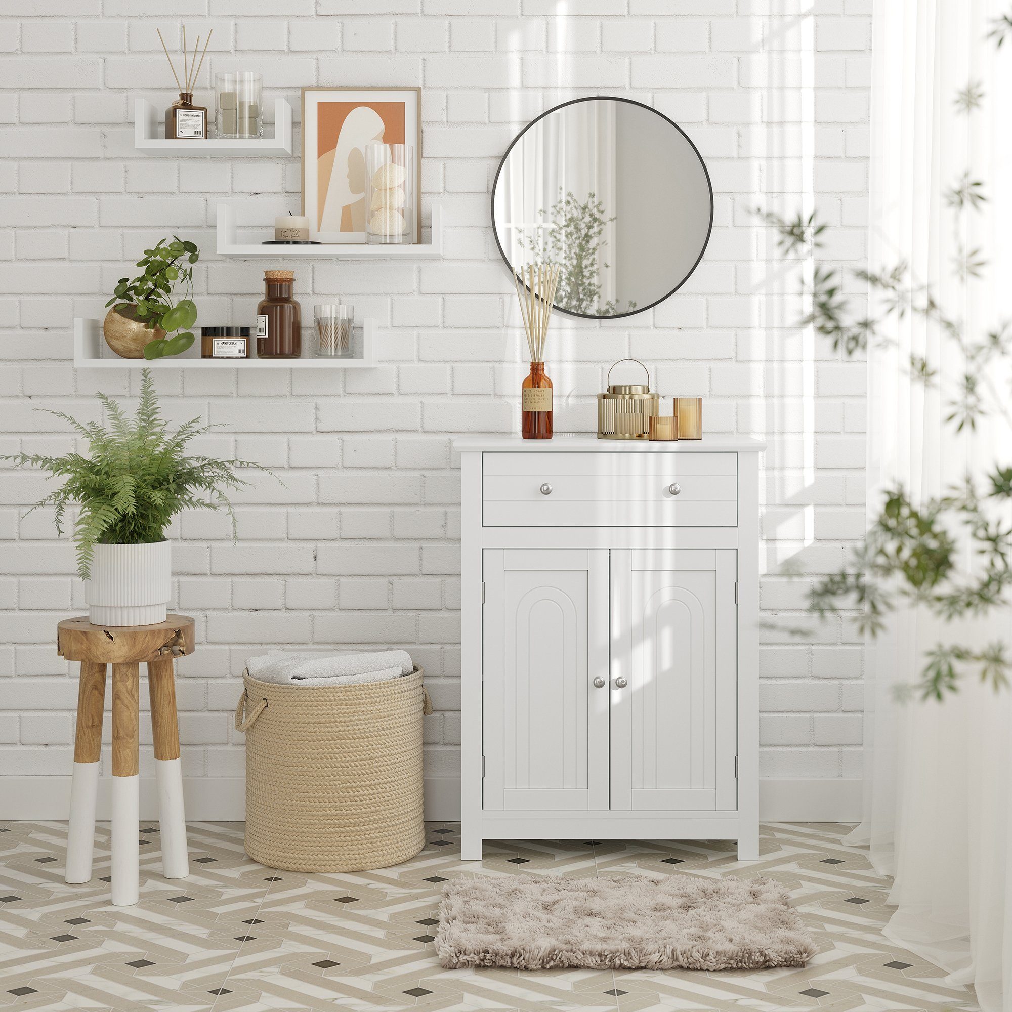 VASAGLE Badkommode Badezimmerschrank, mit Schublade und Zwischenfach