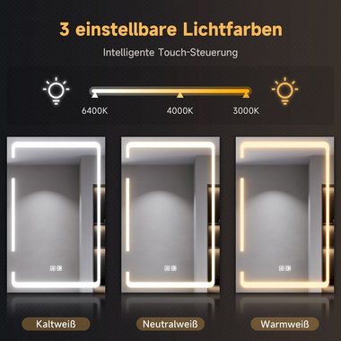 SONNI Badezimmerspiegelschrank Eintüriger dreifarbig beleuchteter Badspiegelschrank,380x600x140mm