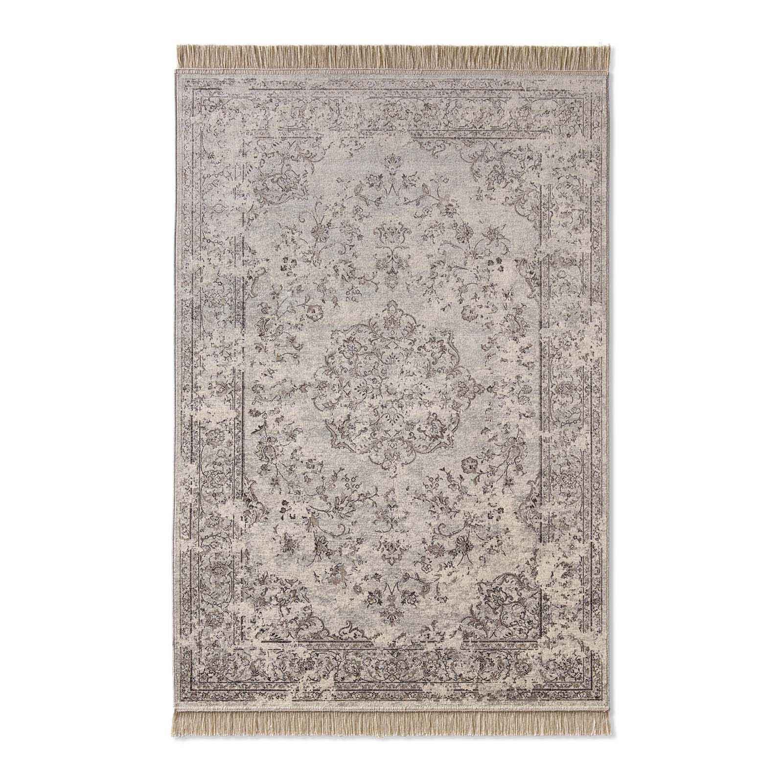 Teppich Palazzo Royal Kerman, TaraCarpet, rechteckig, Höhe: 6 mm, Kerman Seiden Optik grau Wohnzimmer Schlafzimmer Esszimmer 67x105