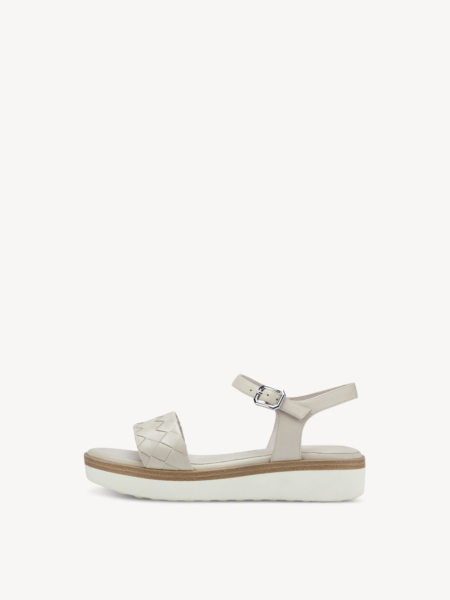 Sandale à talon en cuir - beige