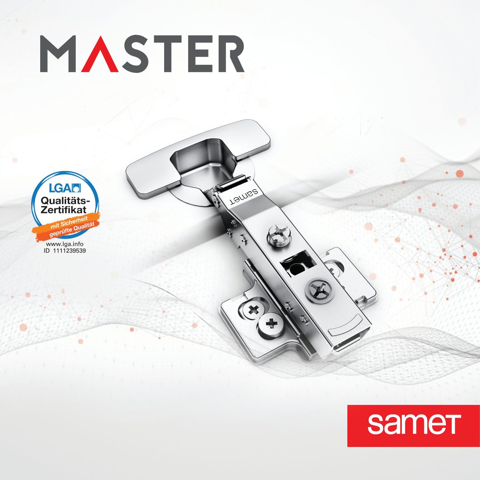 SO-TECH® Möbelbeschlag Topfband Master T45 110° inkl. Kreuzplatte mit Exzenterverstellung (1 St), Eckanschlag 110° ungedämpft, 3D-Verstellung
