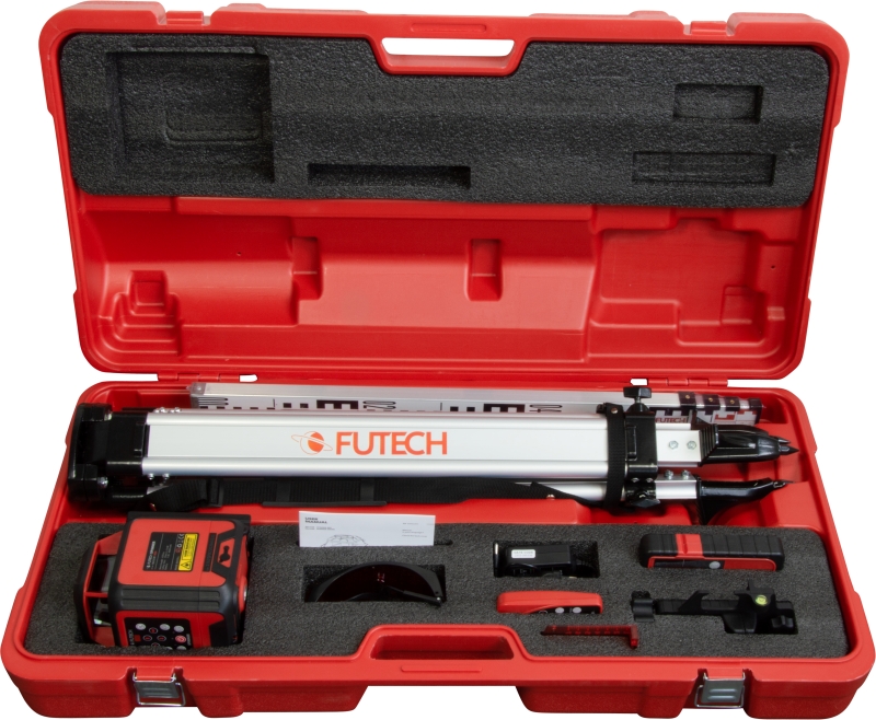 Futech 062.03R.1E.CS Spinner Coffret rouge Laser rotatif + Trépied + Mèche + Récepteur