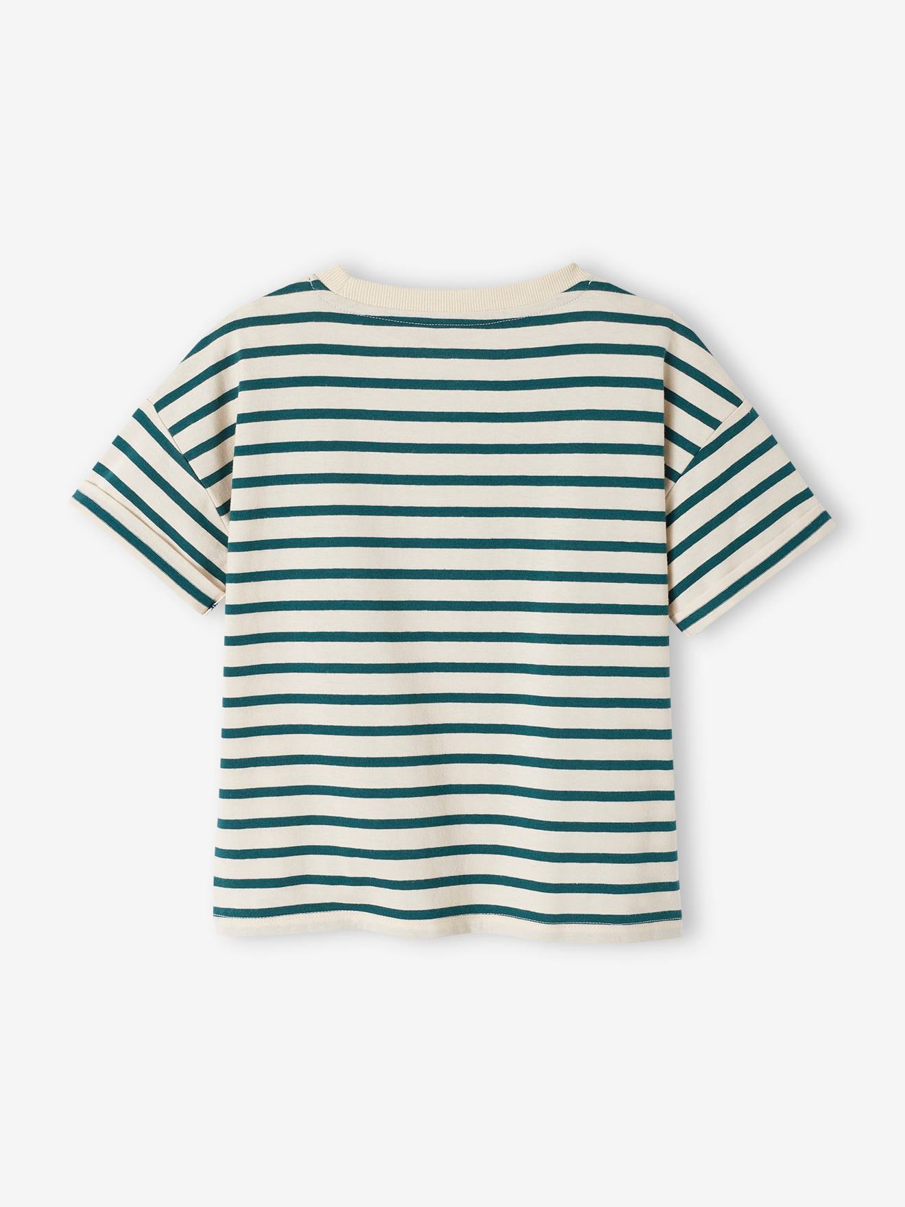 T-shirt mixte enfant capsule famille marin rayé vert