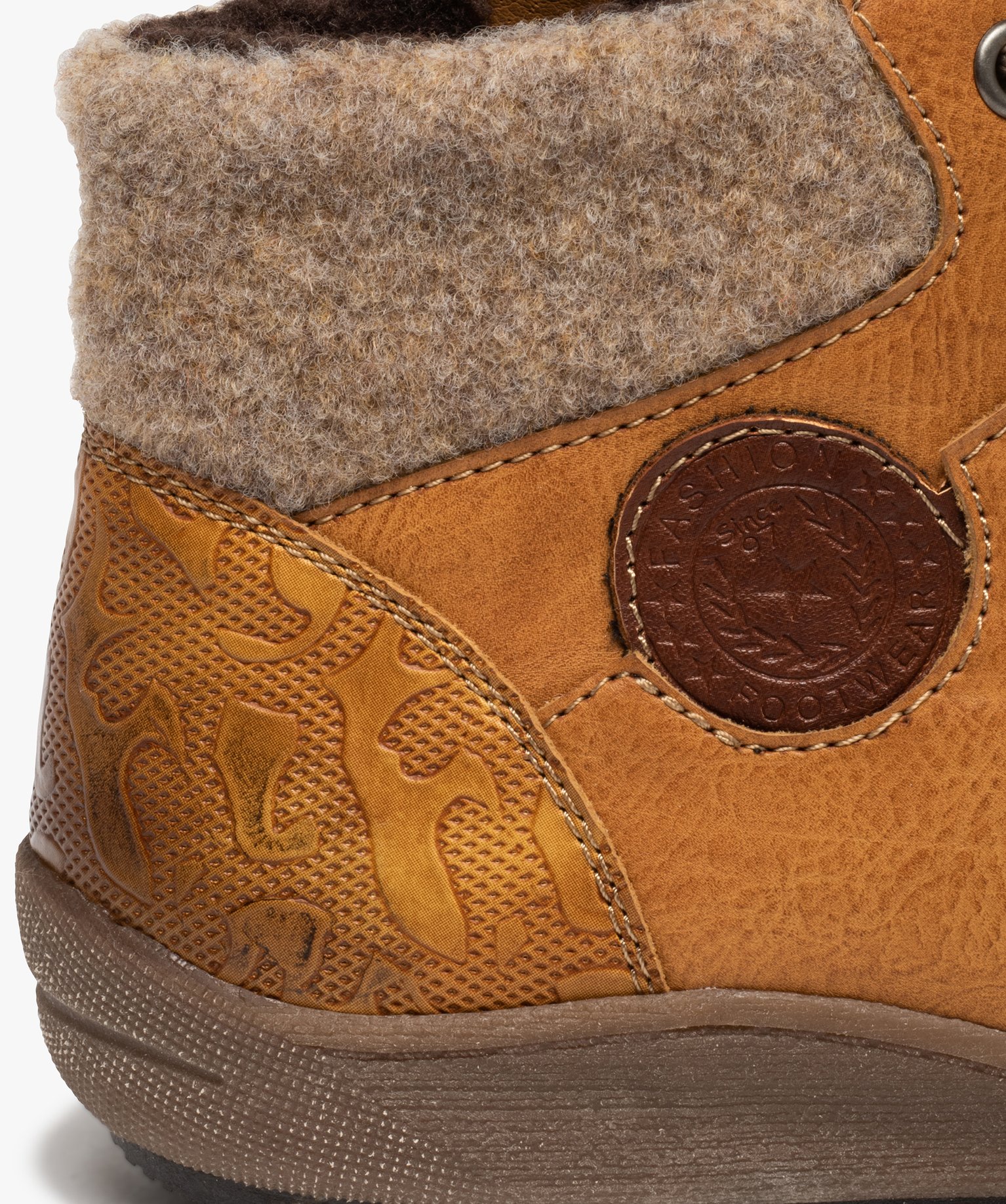 Boots femme confort avec col en maille – Softrelax camel | GEMO