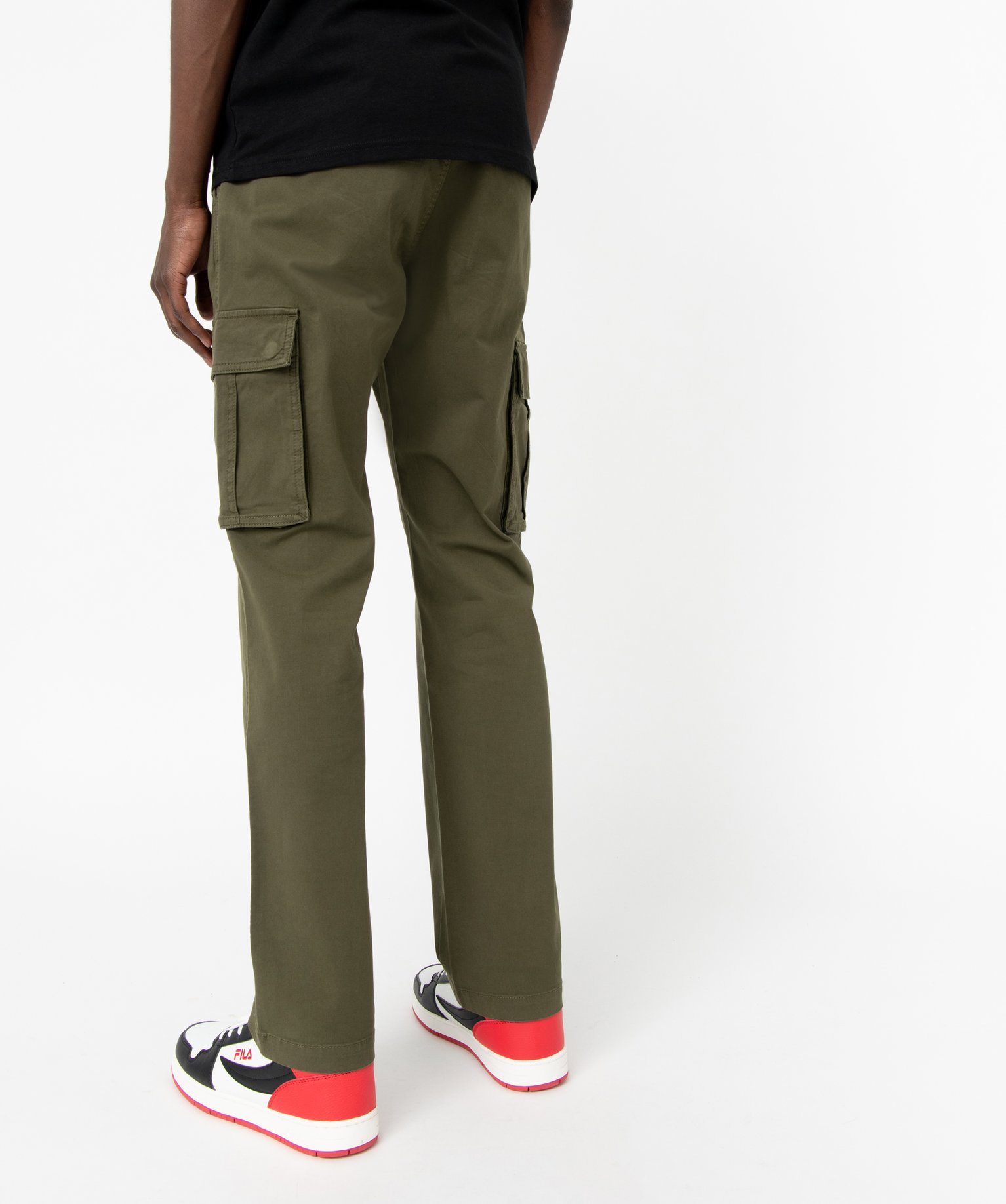 Pantalon cargo en coton stretch homme kaki | GEMO